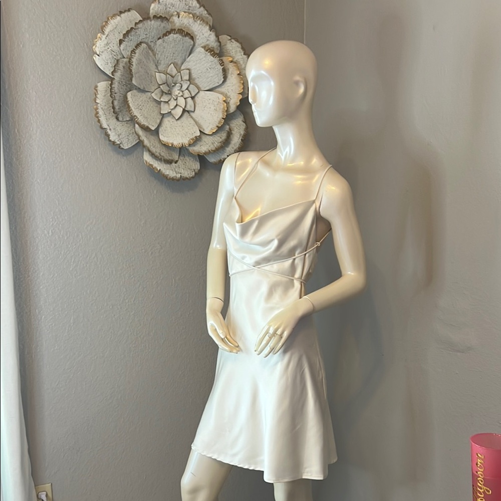 Elegant White Satin Slip Dress